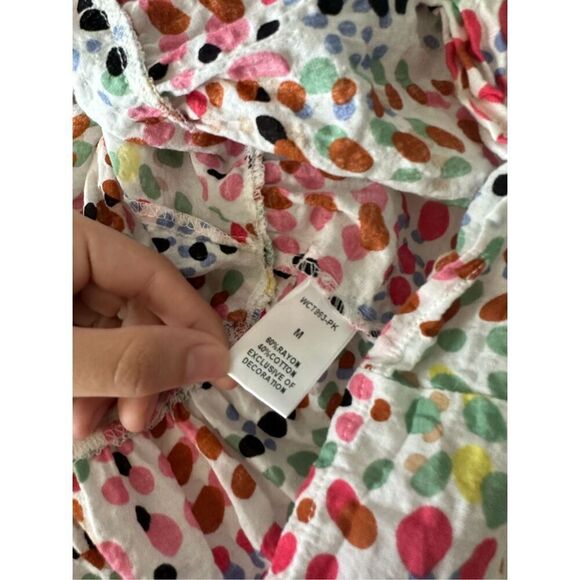 anthropologie THML Muiticolor Polka Dot Sieeveless Ruffle Top Size Medium - Picture 8 of 8